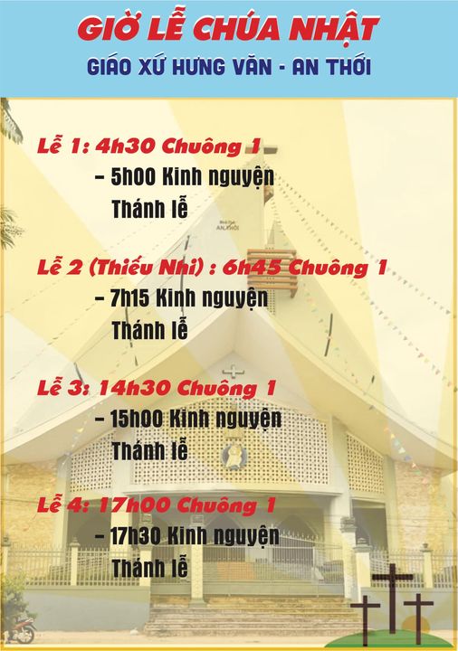 Giờ Lễ Chúa Nhật & Ngày Thường tại Giáo Xứ Hưng Văn